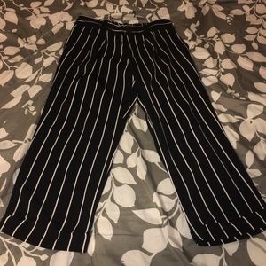 Black and white striped pants